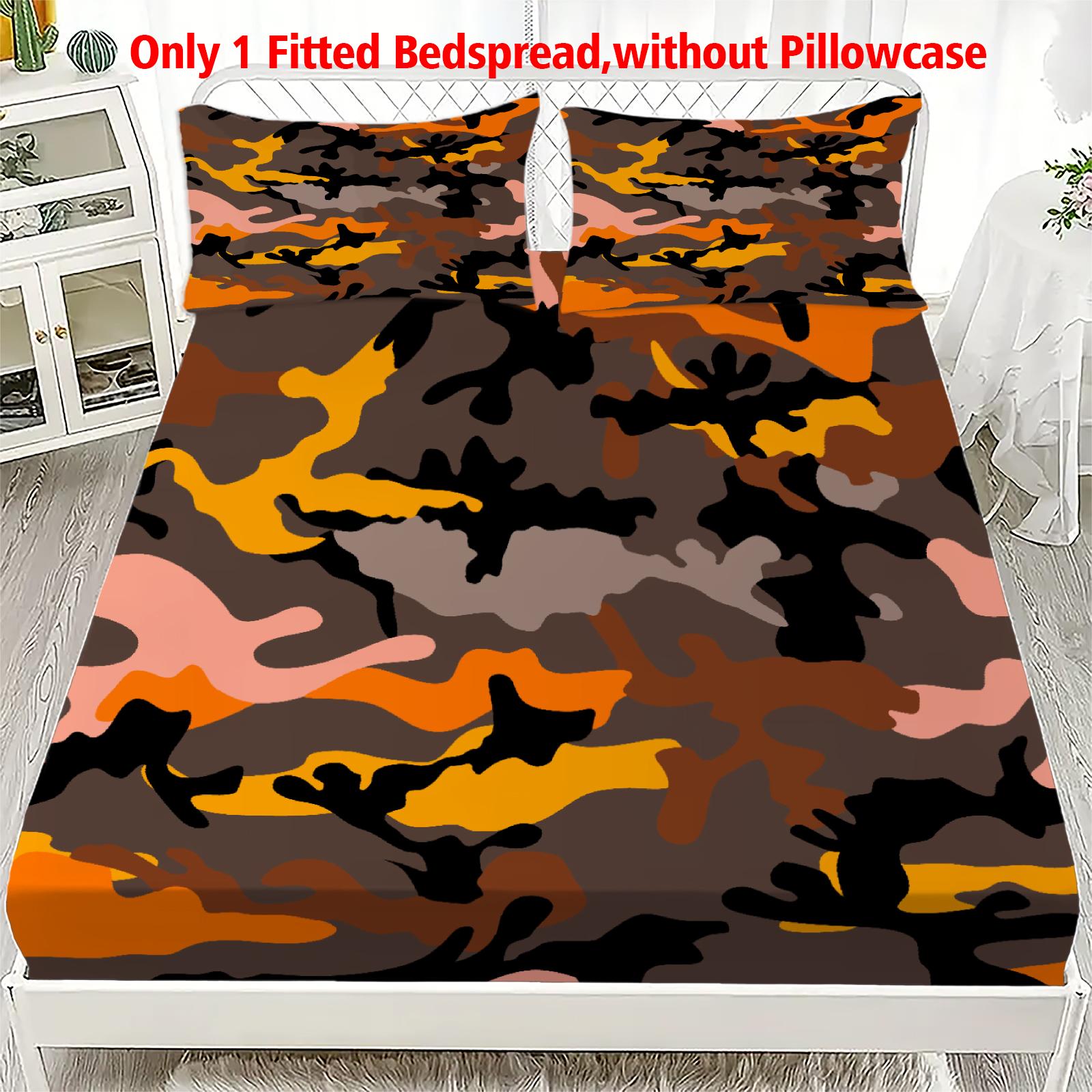 

1 Simple Camouflage printed matte Fitted Sheet bedroom printed bed cover bedding (excluding pillowcases) 99x190x25cm