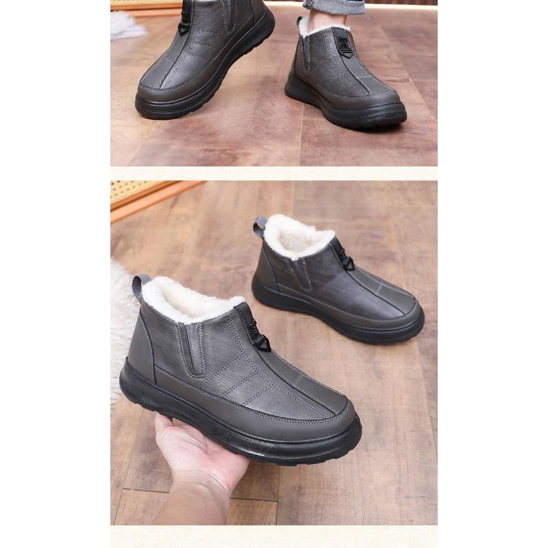 Herren Echte Schafsfell Winterstiefel, Wasserdichte Rutschfeste Schneeschuhe mit Shearling-Futter, Bequeme Slipper für Herren