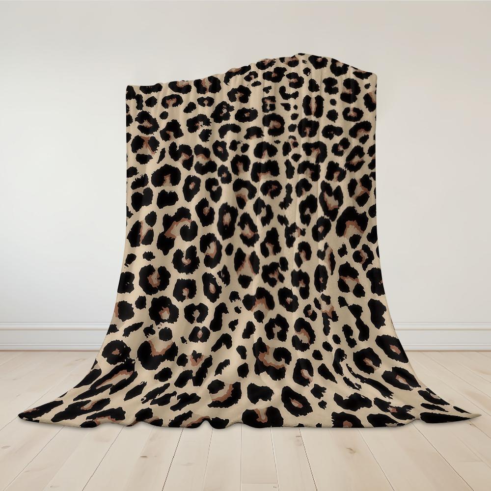 Tijdloos Luipaardprint Flanellen Deken Warm Zacht Halloween Kerst Bank Warm Gezellig Decoratief Decor Cadeau voor Elk Seizoen