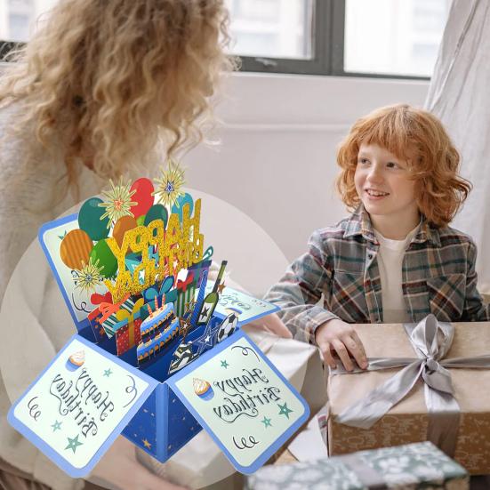 3D přání s obálkou lesklé zářivé barvy ručně vyráběné přáníčko s překvapením a překvapením jedinečný dárek k narozeninám