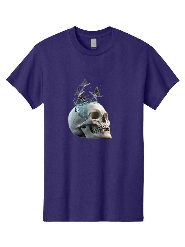 Skull-With-Splashing-Water Mens Graphic Tee, 100% Cotton, Casual Summer Wear
