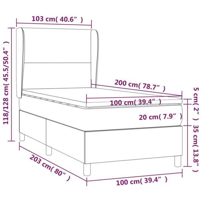 VidaXL Sommier à Lattes de Lit avec Matelas et LED, Lit Rembourré, Lit Simple, Lit Adulte de Chambre à Coucher Intérieur, 3138699
