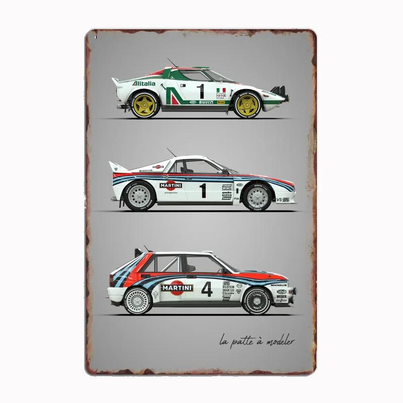 Lancia Classic Sports Quattro S1Rally Car Blueprints Metal Plaque Poster Club Home Bedroom Bar Tin Sign Room Decor Wall Decor