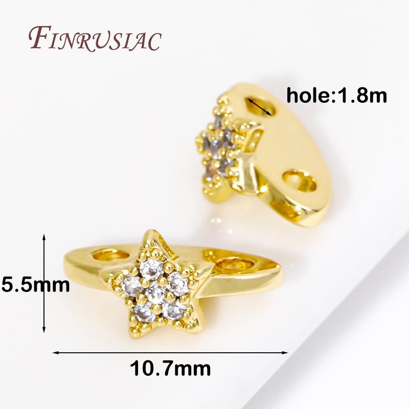 

18K Gold Plated Inlay Zircon 2 Holes Beads Separators Brass Butterfly/Star Shape Spacer Bars DIY Beading Jewelry Accessories 2 Pieces