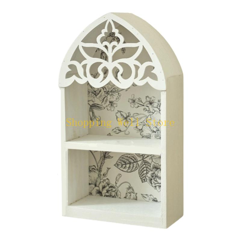 KX4B MultiLayer Wall Shelf French Quatrefoils Frame Precise Carveds Home Decors