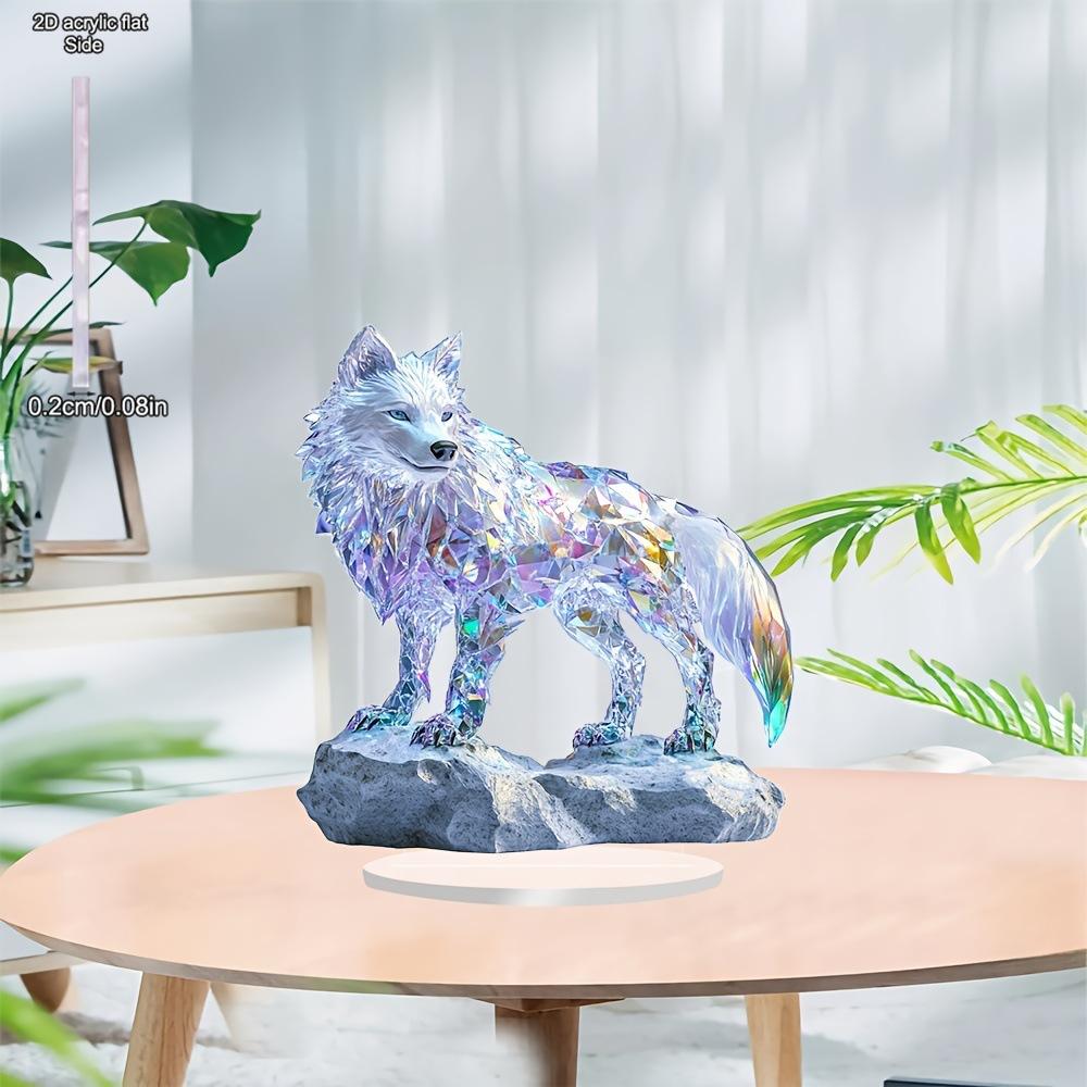 Decorazioni da Tavolo Eleganti e Colorate con Lupo per la Casa, Ornamento da Scrivania Unico con Animale, Decorazione per Schermo per Soggiorno, Regalo per Inaugurazione Casa