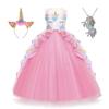 Costum de unicorn pentru fete, rochie de petrecere prințesă, nuntă, ziua de naștere, carnaval, rochie lungă, maxi, bentită