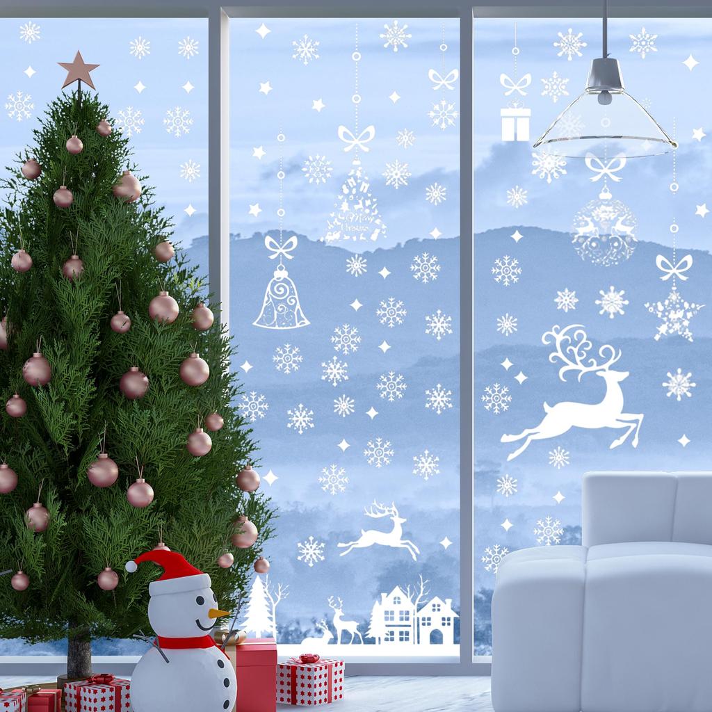 RENEWREVITAL Christmas Decoration Window Winter Static No Christmas Decorations for DIY Christmas and Reindeer of Stickers, Stickers, Adhesive, Glass,