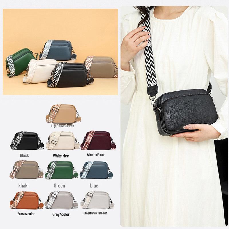 Women's Genuine Leather Lychee Pattern Shoulder Crossbody Bag - Versatile Small Square Design
