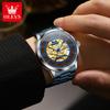 OLEVS 6728 Skeleton Mechanical Wristwatches For Men Original Stainless Steel Luminous Automatic Men's Watch