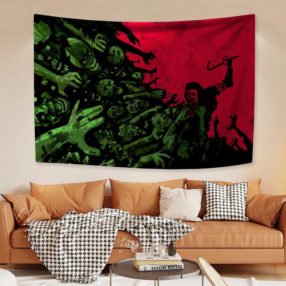 Home Decor Dark Halloween Tapestries Horror Zombie Anime Wall Hanging Carpets Bedroom Or Dormitory Background Party Backdrop