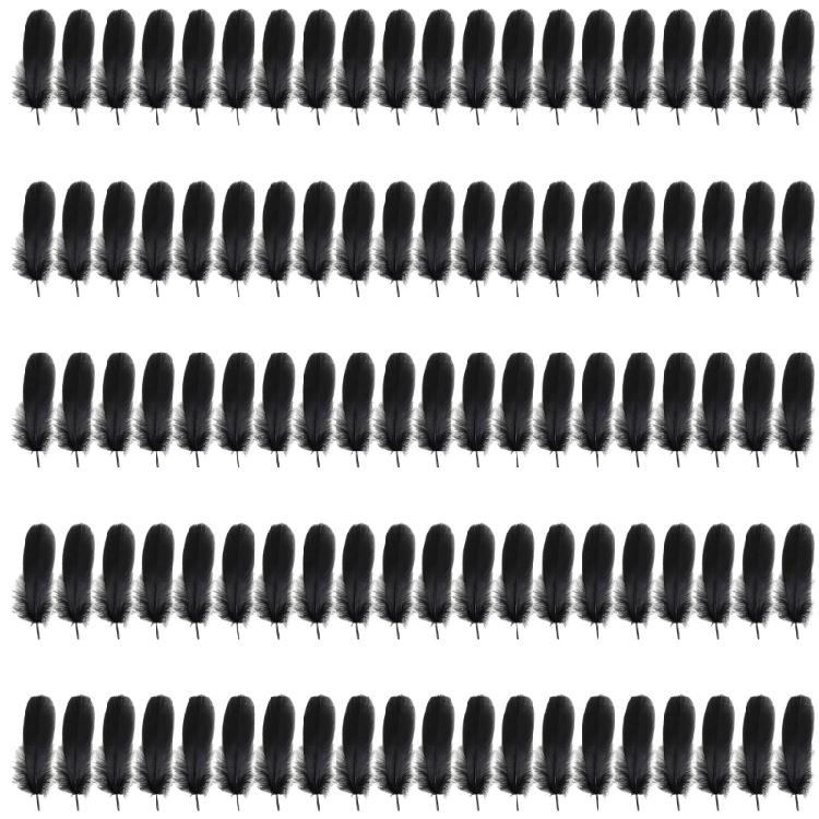 Opakowanie 100 Czarnych Piór Dekoracyjne Naturalne Pióra Rękodzieło Do Łapaczy Snów Kostium Kapelusz Kolczyki Biżuteria Dekoracja