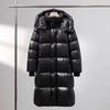 Kadınlar için Yüksek Kalite Siyah Altın Kaz Tüyü Pamuklu Ceket Uzun Yeni Kış Kalınlaştırılmış Pamuklu Ceket Diz Üstü Çiftler İçin Pamuklu Ceket