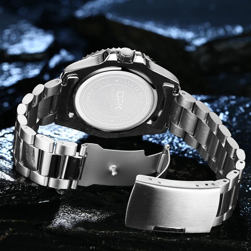 OPK Brand Steel Belt Single Calendar Luminous Waterproof Men's Quartz Watch 8118