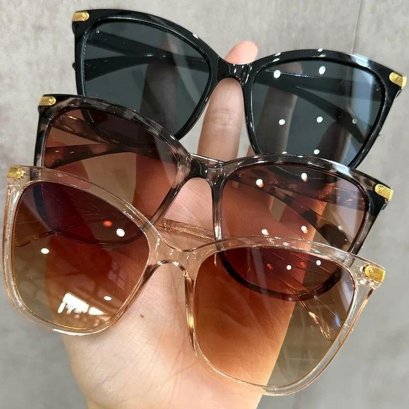 New Cat Eye Goggles Sunglasses Women Fashion Oversized Retro Black UV400 Sun Glasses Trendy Shades Eyewear
