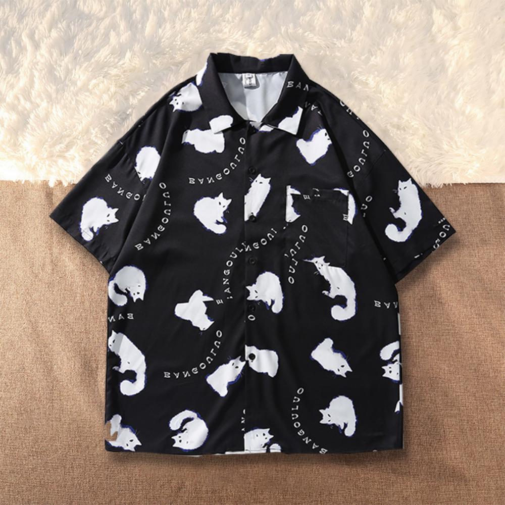 Printed Shirt Men's Short Sleeved Summer Loose Design Sense American Street Shirt Ins Trendy Casual