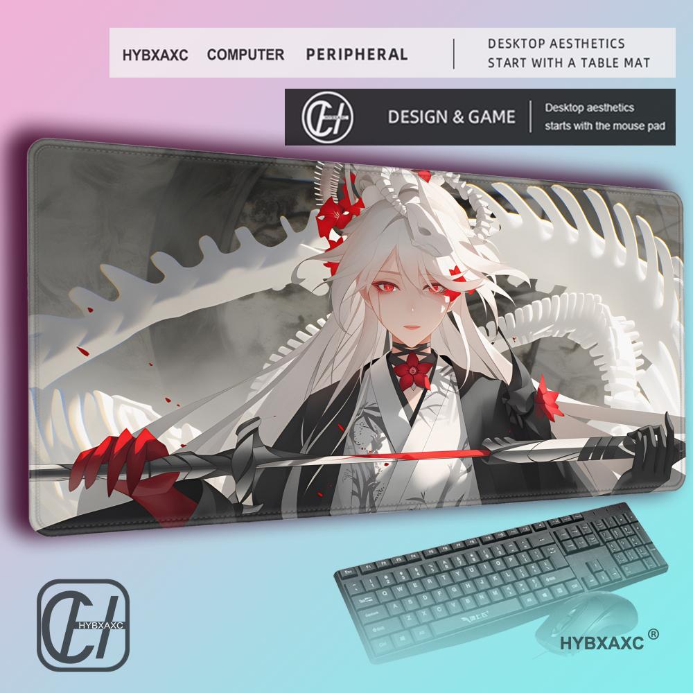 HYBXAXC Japanese Anime Gothic Girl with Red Umbrella MousePad Mechanical Aesthetic Gaming DeskMat Waterproof Lockedge Pad