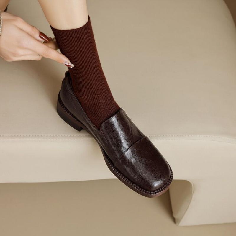 Soft sheepskin black versatile soft-soled single shoes women's spring and autumn new small leather shoes one pedal