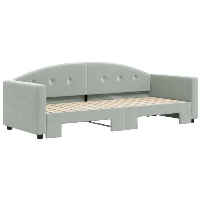 VidaXL Daybed with Trundle Bed Light Grey 80x200 Cm Velvet 3197294