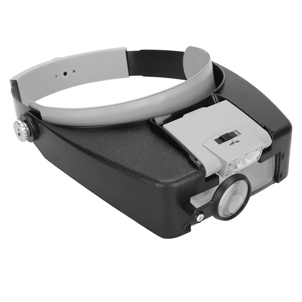 LED Head Mount Glasses Magnifier Battery Powered Magnifying Glass for Reading RepairingGray
