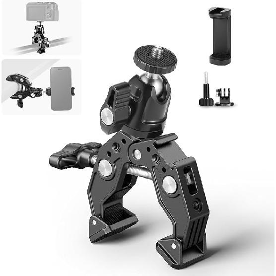NEEWER Super Clamp with Ballhead Magic Arm, Cold Shoe, Phone/Action Camera Mount Adapter Compatible with SmallRig GoPro DJI
