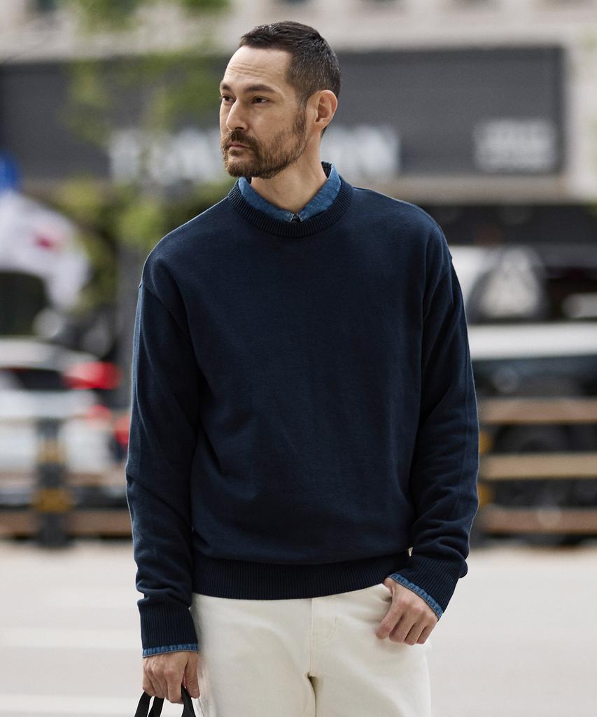 STCO Codigallery Cotton Round Knit Dark Navy (Classic Fit)_Cktwz07Ns7