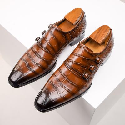 Men's Casual Business Leather Shoes Mens Buckle Square Toe Dress Office Flats Men Fashion Wedding Party Oxfords