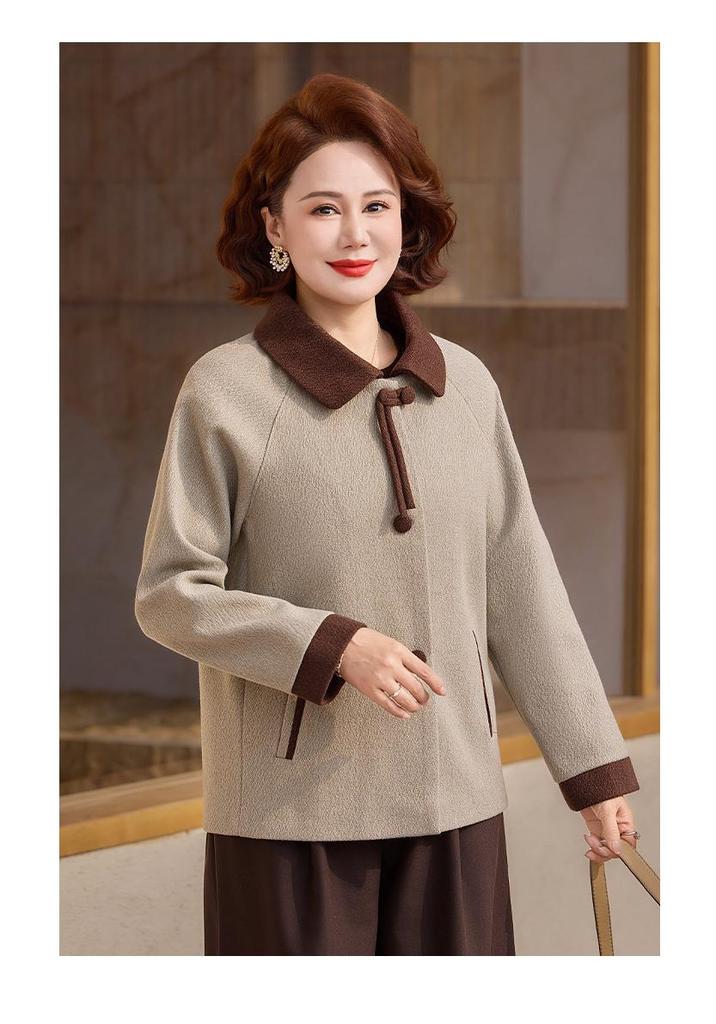 Mom's 2026 Stylish Wool Coat - Spring/Autumn Fashion for Middle-Aged & Elderly Women, Perfect Mother's Day Gift