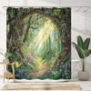 Whimsical Forest Shower Curtain Set Magical Butterfly Woods Waterproof Bathroom Shower Curtain Lush Green Nature Print Fairyhome