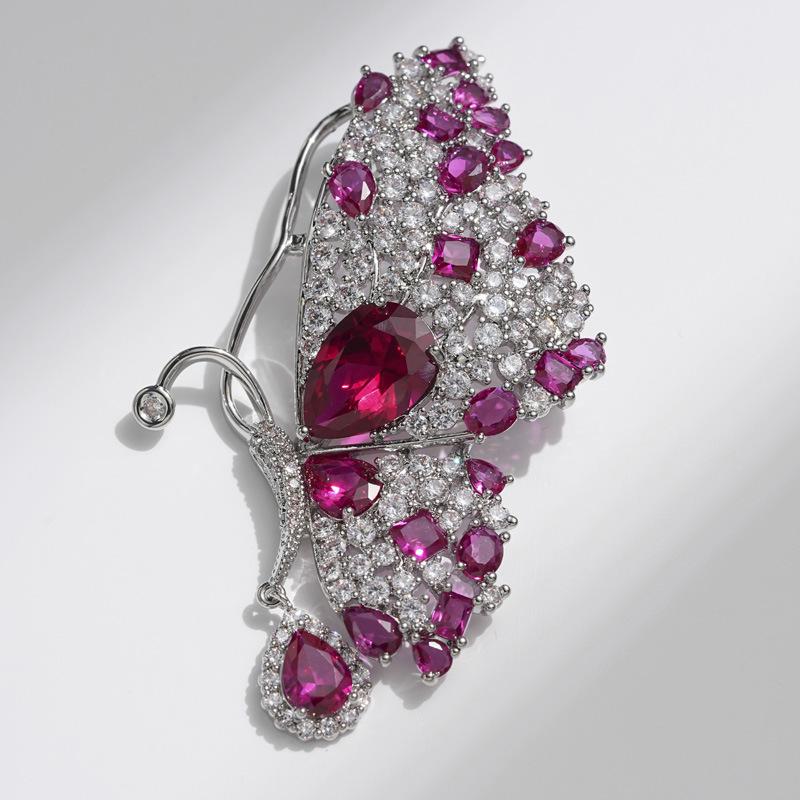 Elegant Zirconia Water Drop Butterfly Brooch - High-End Temperament Pin Corsage