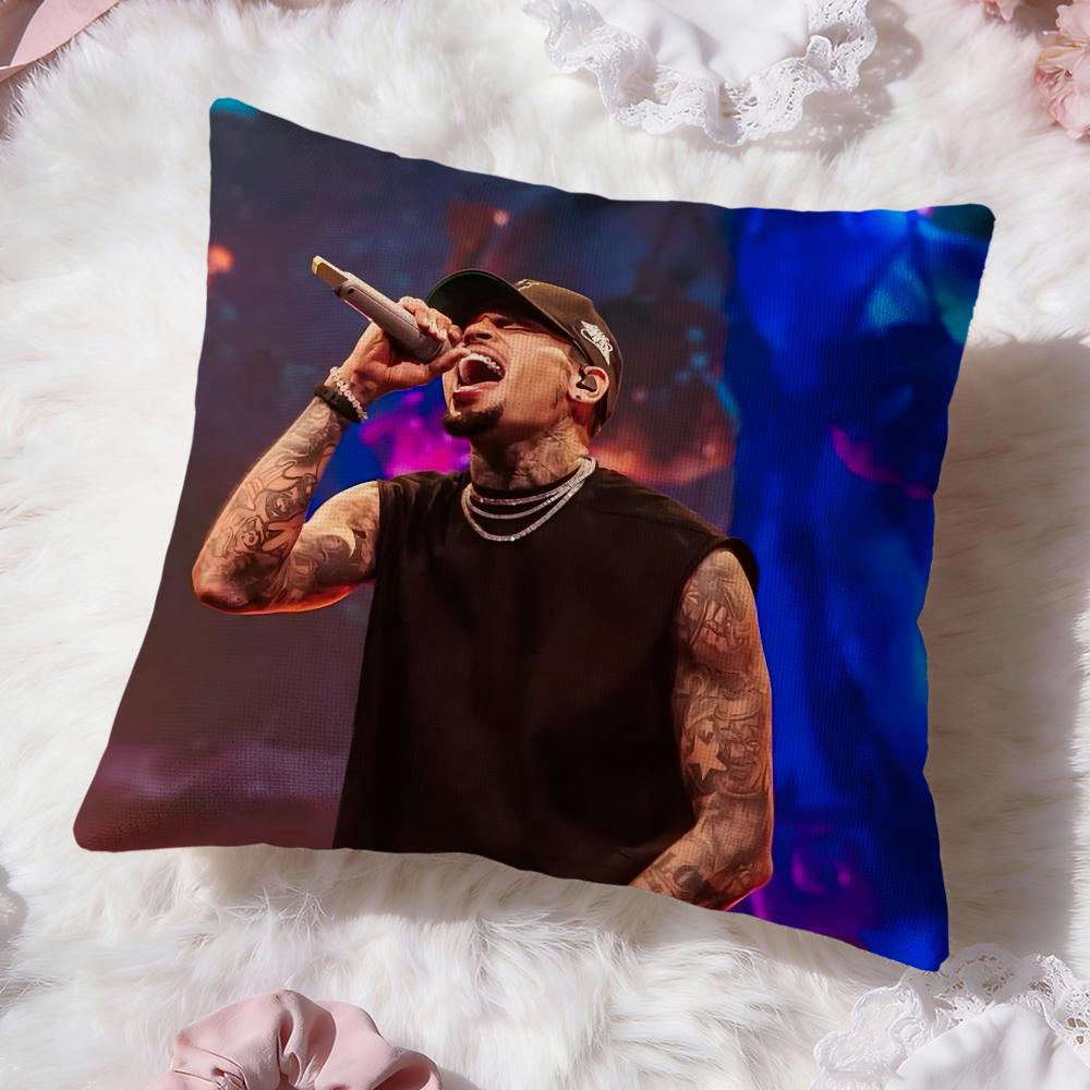 Hot C-Chris Brown Cushion Cover Premium Comfort Reversible Pillow Cove -Two in One Design for Any Room & Car Interior