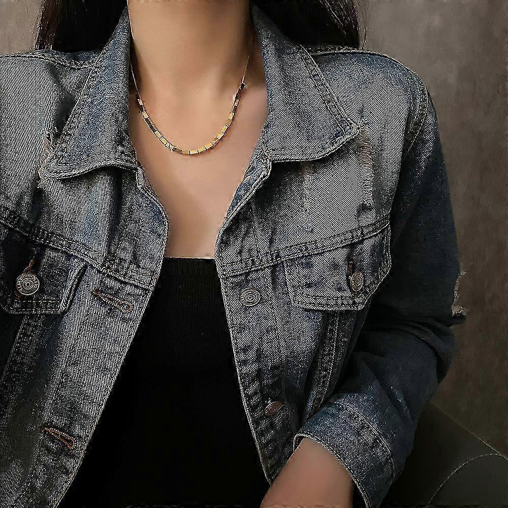 Herren Damen Edelstahl kleine Würfel Schlangenknochen Kette Halskette Schmuck