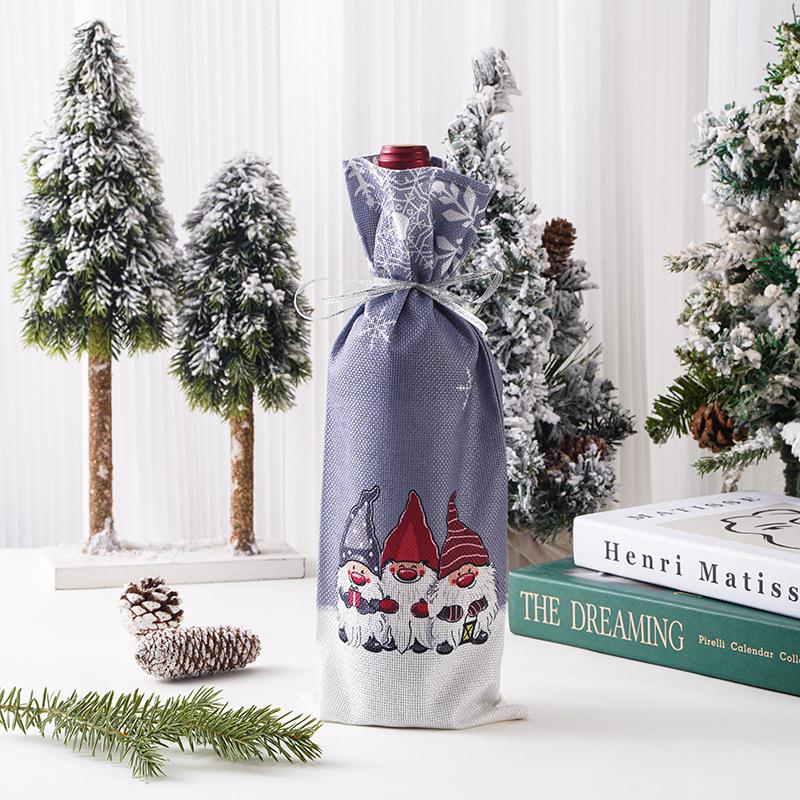 Festive Cartoon Wine Bottle Covers for Christmas Table Decor