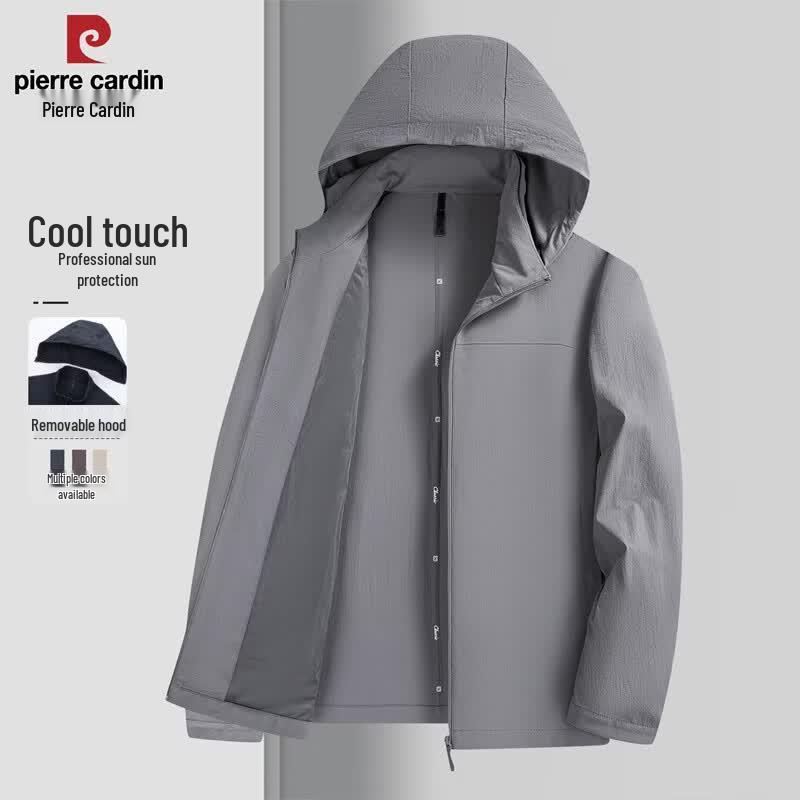 Pierre Cardin Men s Windproof Cooling Jacket with Detachable Hood M