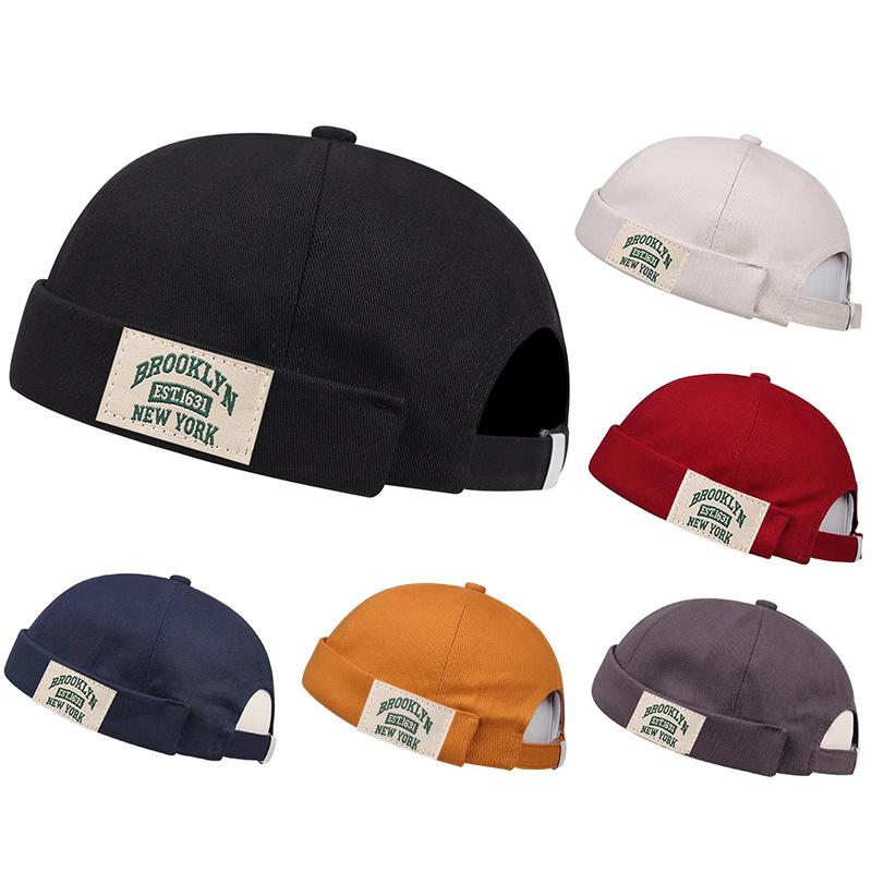 Retro artistic men and women, spring, summer, autumn, no eave fashion, versatile dome shaped melon skin landlord hat