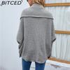 BITCED Autumn/Winter Women's Knitwear Solid-Colour Batwing-Sleeve Cardigan
