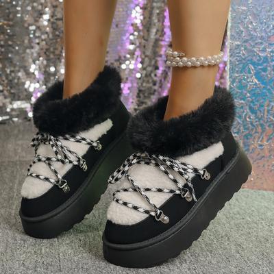 Autumn and Winter New Snow Boots Women's Lamb Wool Leather Chain Metal Small Rivet Flip Short Boots