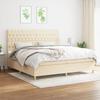 Maison Exclusive - Bed Slat Base with Cream Mattress 200x200 Cm Fabric