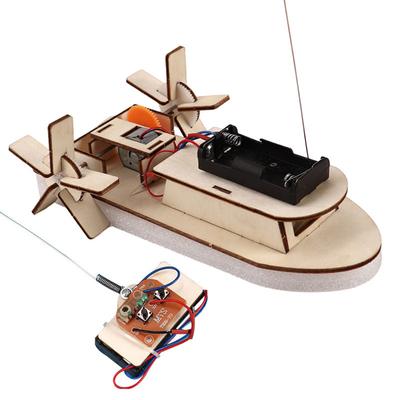Brinquedo de barco de controle remoto de madeira para produção de tecnologia científica estudantil
