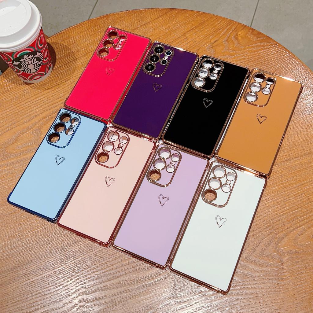 For Samsung Galaxy S25 Ultra Case Love Heart Pattern TPU Phone Cover Electroplating Edge