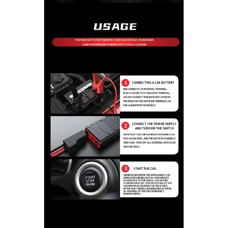 12V 800A Car Battery Jump Starter,Portable Jump Starter Battery Pack,Battery Booster,Jumper Cables for 6.0L Gas and 3.0L Diesel