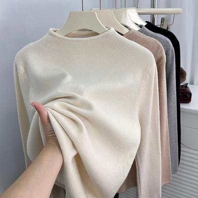 Casual Half High Neck Knitted Base Sweater for Women Autumn and Winter Solid Pullover Sweaters Women Long Sleeve Elegant Slim Fit Knitwear Tops 25056