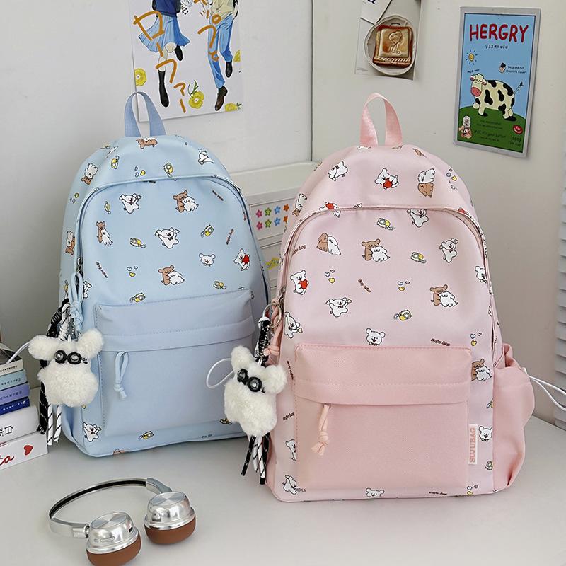 Schoolbag printed backpack Korean version ins cute cartoon backpack female large capacity graffiti student sweet versatile backpack