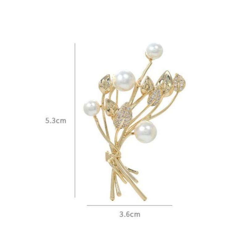 1PC Fashion Plant Shaped Leaf Pearl Brooches Women Clothing Coat Jewelry Party Accessries Gifts