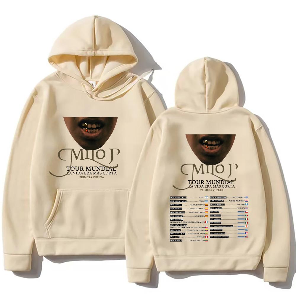 

Milo J Tour Mundial La Vida Era Mas Corta Hoodie Milo J Graphic Pullover Long Sleeve Thick Hip Hop Sweatshirt Unisex M хакі