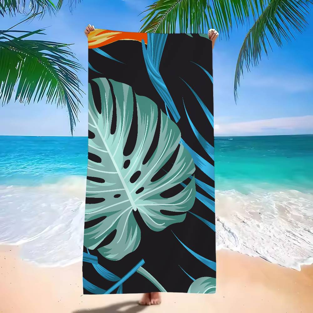 Tropisk Plante Mønster Print Mikrofiber Strandhåndklæde Absorberende Hurtigtørrende Blødt Yoga Svømning Ferie Bjergbestigning Håndklæde