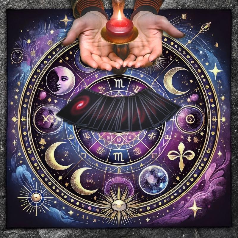 Sun Moon Pattern Astrology Tablecloth Altars Cloth Square Divinations Card Table Cloth Witchcrafts Deck Cloth