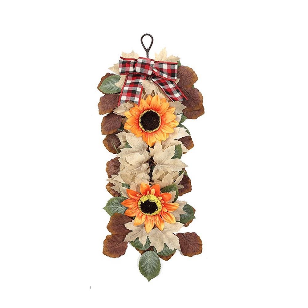 UV Resistant Autumn Sunflower Wall Hanging Front Door Artificial Floral Home Indoor Decor