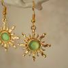 Gem Gothic Gold Sunflower Earrings: Y2K Fashion Dangle Earrings & Sun Necklace for Women, Sweet & Spicy Light Luxury Trend.