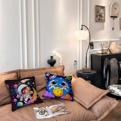 Cartoon Space Astronaut Pillow Case Removable Washable Cushion Cover – All-Season Soft Linen
